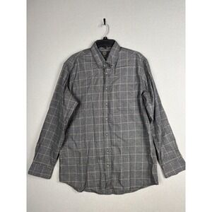 Viyella Shirt Mens Large Gray Plaid Cotton Wool Long Sleeve Button Down Canada